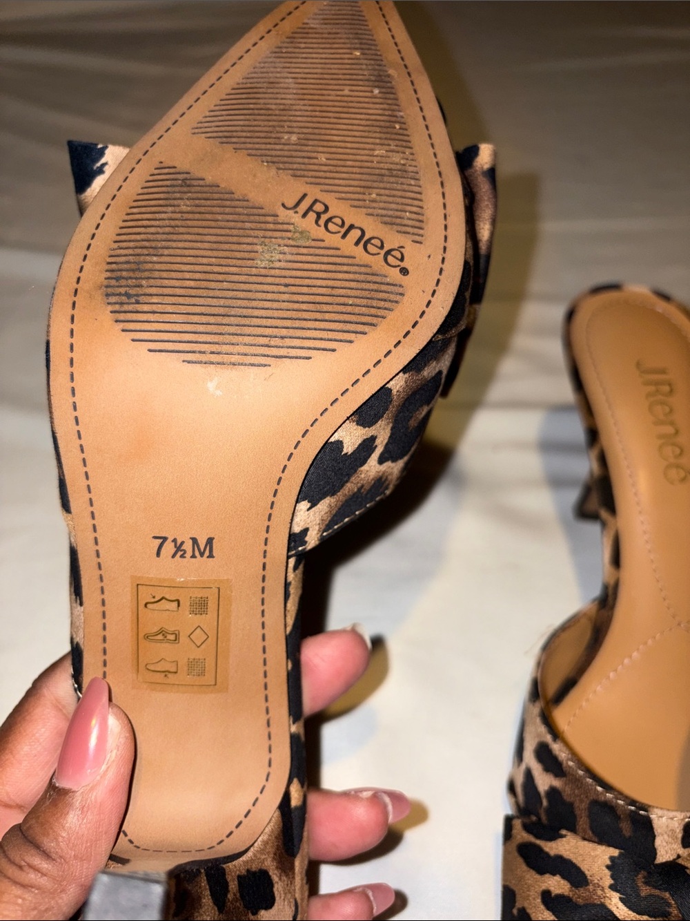 J.Renee Leopard Bow Pointed Toe Mules - Brown/Black - Picture 11 of 12